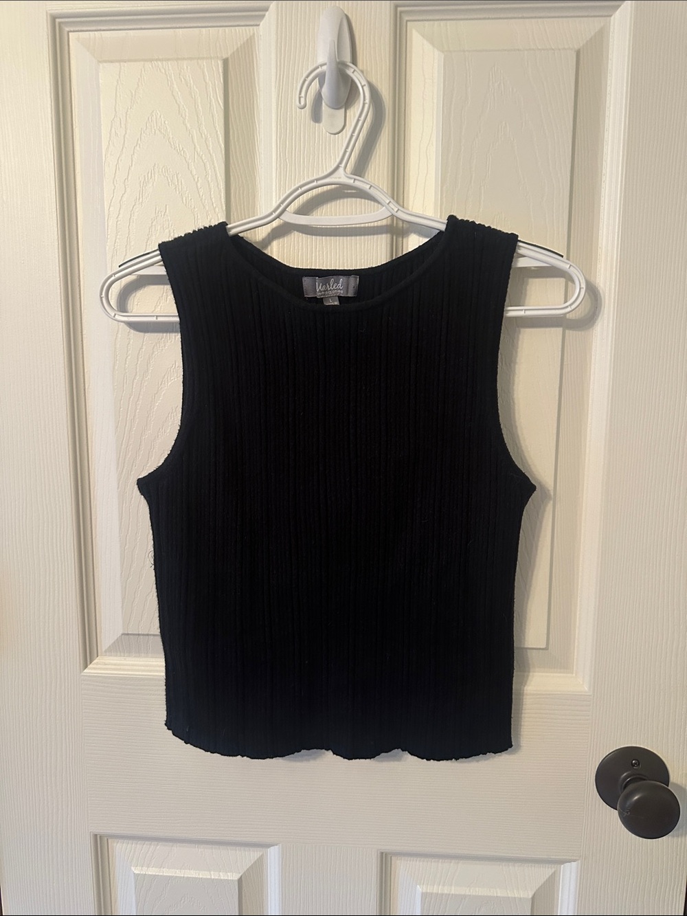 Marled Black Ribbed Cropped Tank